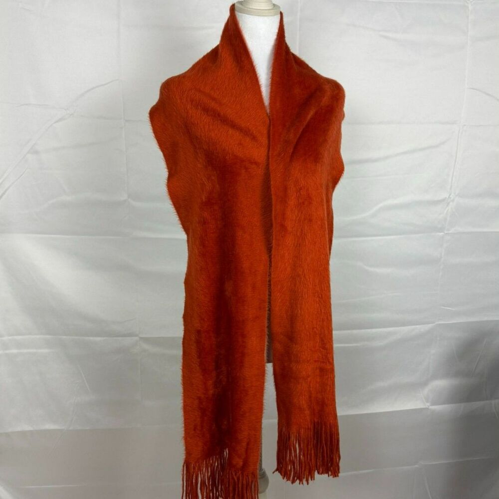 Cejon Scarlet Orange Long Fuzzy Scarf